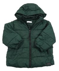 Tmavozelená šusťáková zimní bunda s kapucí Mango