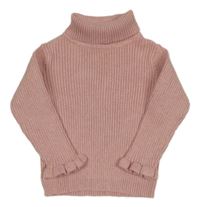 Růžový melírovaný žebrovaný svetrový rolák Matalan