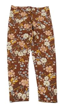 Hnědé květované teplé legíny C&A