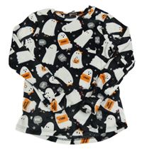 Černá plyšová pyžamová mikina s duchy