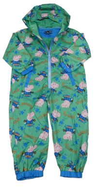 Zelená šusťáková jarní kombinéza s Tomíkem a kapucí