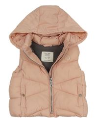 Růžová šusťáková zateplená vesta s nášivkou a kapucí Zara