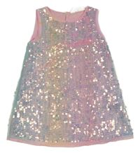 Růžovo-žluto-mátové flitrové šaty H&M