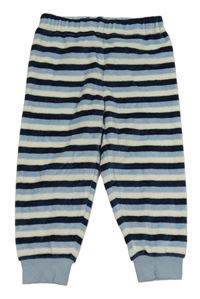 Modro-tmavomodro-bílé pruhované sametové tepláky TCM