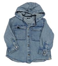 Modrá riflová košilová bunda s kapucí Next