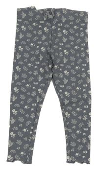 Šedé květované žebrované legíny Primark