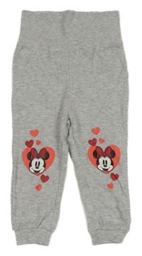 Šedé melírované tepláky s Minnie a srdíčky Disney