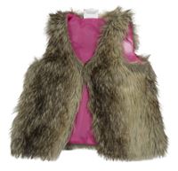 Hnědá kožešinová podšitá vesta Topolino