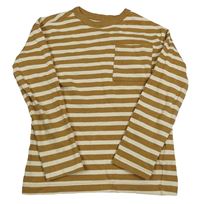 Hnědo-béžové pruhované mikinotriko s kapsou H&M