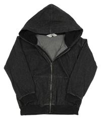 Antracitová propínací mikina riflového vzhledu s kapucí H&M