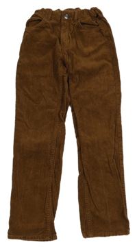 Hnědé manšestrové slim fit kalhoty H&M