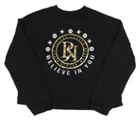 Černá oversize mikina s potiskem a nápisem River Island