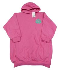 Nové - Tmavorůžové teplákové šaty s nápisem a kapucí Next