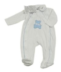 Nové - Bílý sametový overal s medvědem a límečkem Pex