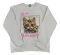 Bílá mikina s měnícím obrázkem - kočka Dopodopo