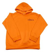 Neonově oranžová mikina s nápisem a kapucí AWDis