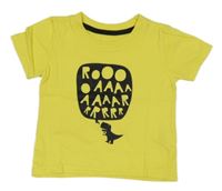 Žluté tričko s nápisem a dinosaurem Primark