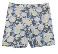 Tmavomodré květované elastické kraťasy Max