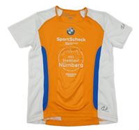 Oranžovo-bílo-modré sportovní tričko s potiskem