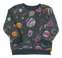 Tmavošedá mikina s planetami Tu