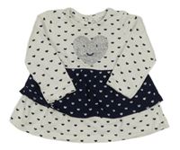 Bílo-tmavomodré šaty se srdíčky Topomini