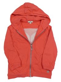 Jahodová propínací mikina s motýlkem z flitrů a kapucí Tom Tailor