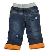 Tmavomodré zateplené rifle s úpletovým pasem Ergee