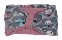 Růžová plyšová čelenka s mašlí 