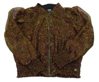 Černo-žluto-růžová třpytivá lehká bunda 