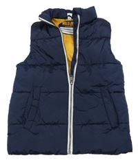 Tmavomodrá šusťáková zateplená vesta 