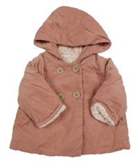 Starorůžová zateplená manšestrová bunda s kapucí Next