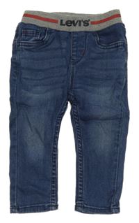 Tmavomodré skinny rifle s šedým úpletovým pasem Levi´s