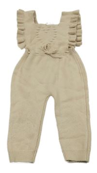 Světlebéžový pletený kalhotový overal s volánky Shein