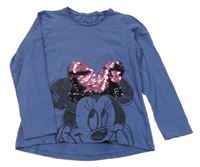 Modré triko s Minnie a flitry Disney