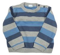 Šedo-modrý pruhovaný svetr Cherokee