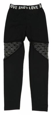 Černé legíny s nápisem v pase shein