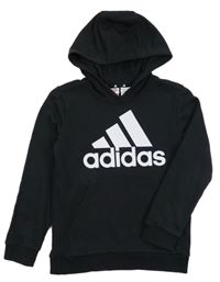 Černá mikina s logem a kapucí Adidas