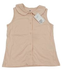 Nové - světlerůžový propínací top s límečkem H&M