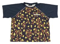 Tmavomodro-hnědo-žluté vzorované sportovní tričko s logem hummel
