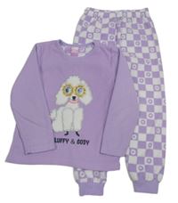 Lila-bílé fleecové pyžamo s pejskem Primark