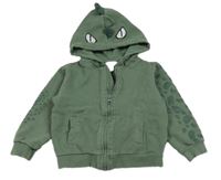 Khaki propínací mikina s dinem a kapucí M&Co.