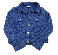 Tmavomodro-černá puntíkatá riflová crop bunda F&F