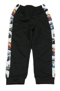 Černo-bílé tepláky s pruhy s auty Shein