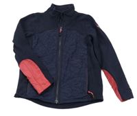 Tmavomodro-růžová propínací jezdecká mikina se šusťákovými prvky Fouganza