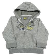 Šedá propínací mikina s diny a kapucí Tu