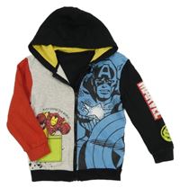 Černo-modro-šedo-červená propínací mikina se Superhrdiny a kapucí George