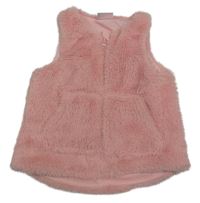 Růžová chlupatá podšitá propínací vesta 
