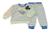 Nové - Smetanovo-modro-zeleno-oranžová pruhovaná mikina s Donaldem + tepláky Primark