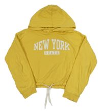 Žlutá crop mikina s nápisem a kapucí H&M