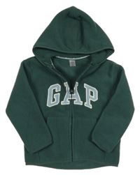 Zelená fleecová propínací mikina s logem a kapucí Gap